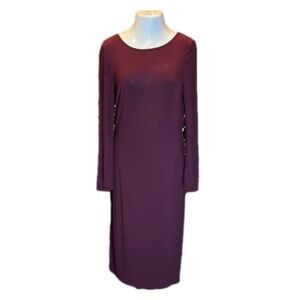 TOPSHOP Solid Maroon Long Sleeve Maxi Dress Size 12